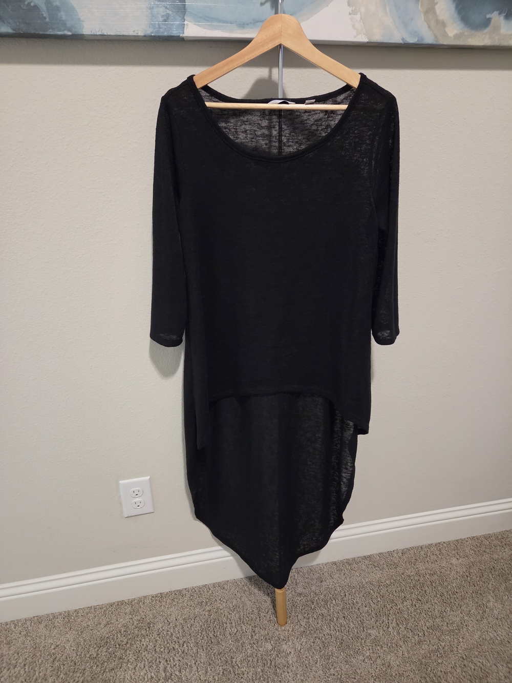 New York & Company Black High-Low Scoop Neck Dress